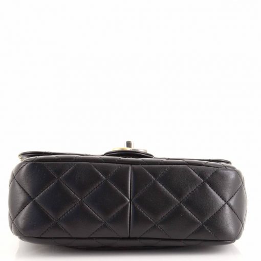 Black Small Flap Bag Embellished Glass Pearls - Image 3