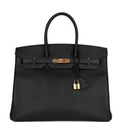 Hermes Birkin 35 Black Epsom Gold Hardware