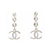 Chanel Crystal Cc Drop Earrings Gold