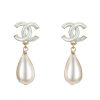 Chanel Cc Pearl Drop Earrings