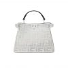 Fendi Peekaboo Iseeu Petite Silver Leather Bag With Crystal Ff Motif 21Cm 8Bn335Apkff1Jsu