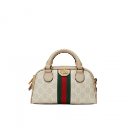 Gucci Women's Metallic Ophidia Gg Top Handle Bag Beige And White 32Cm 724606 Fabex 9642