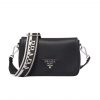 Prada Flou Shoulder Bag Black Leather 23Cm