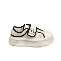 Chanel White Cc Cap Toe Slipon Sneaker White