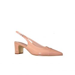 Chanel Slingbacks Heels Patent Calfskin In Beige