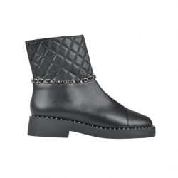 Chanel Ankle Boots With Side Zip Chain Black