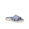 Dior Dway Toile De Jouy Embroidered Cotton Slide Sandals Blue