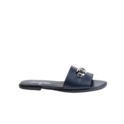 Chanel Slippers With Cc Silver Hardware Black G45172 B13906 Nq961