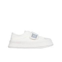 Chanel Cc Cap Toe Slipon Sneaker All White