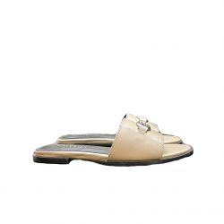 Chanel Slippers With Cc Silver Hardware Beige