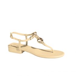 Chanel Shiny Lambskin Pearl Crystal Cc Heart Thong Sandals Yellow G39674 X01000 0S083