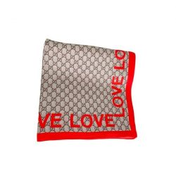 Gucci Women's Natural Gg Love Silk Scarf Red