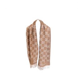 Gucci Gg Jacquard Wool Scarf Beige