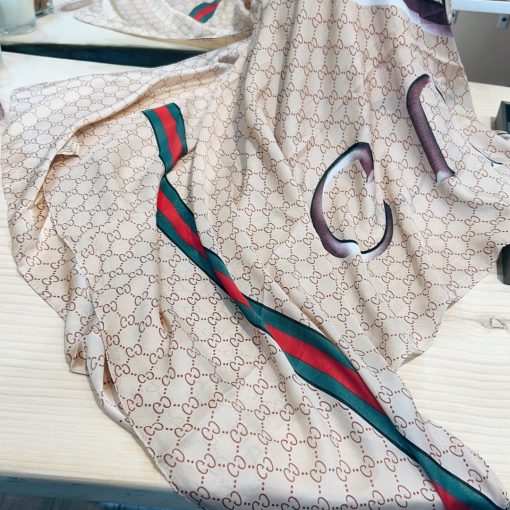 Gucci Gg Neutral Hosebit Silk Scarf Beige 90Cm - Image 6