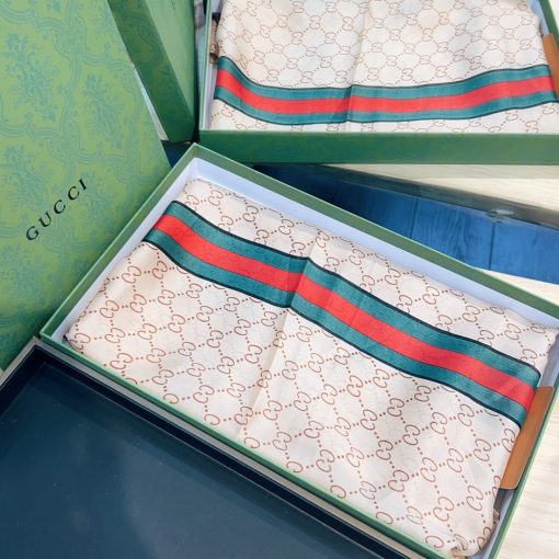 Gucci Gg Neutral Hosebit Silk Scarf Beige 90Cm - Image 5