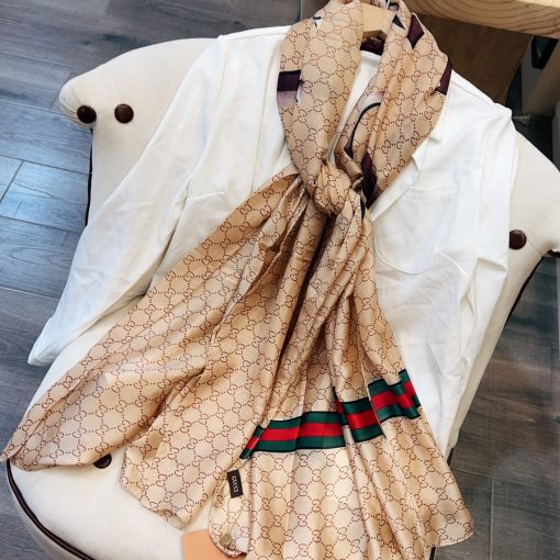 Gucci Gg Neutral Hosebit Silk Scarf Beige 90Cm - Image 3