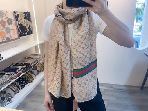 Gucci Gg Neutral Hosebit Silk Scarf Beige 90Cm - Image 8