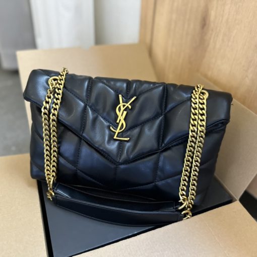 Saint Laurent Loulou Puffer Small Shoulder Bag In Black 28Cm - Image 2