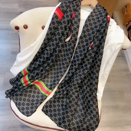 Gucci Gg Neutral Hosebit Silk Scarf Black 90Cm - Image 5