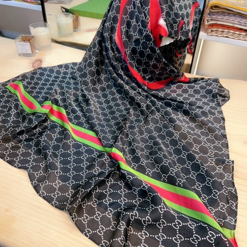 Gucci Gg Neutral Hosebit Silk Scarf Black 90Cm - Image 2