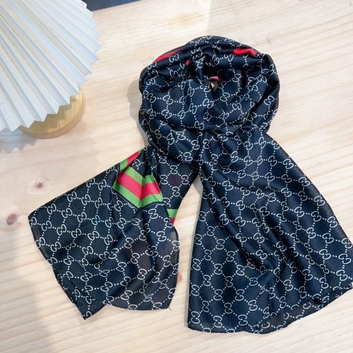 Gucci Gg Neutral Hosebit Silk Scarf Black 90Cm - Image 6