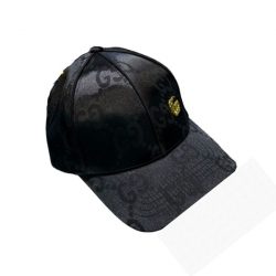 Gucci Gg Monogram Gold Logo Baseball Cap Black