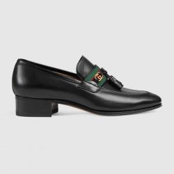 Gucci Unisex Leather Interlocking G Black