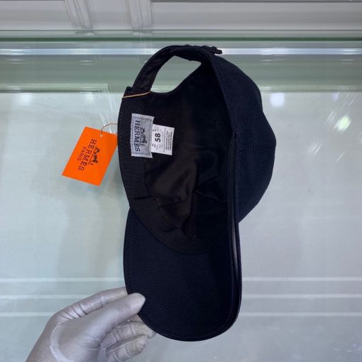 Hermes Logo Canvas Cap Black - Image 3