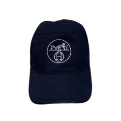 Hermes Logo Canvas Cap Black