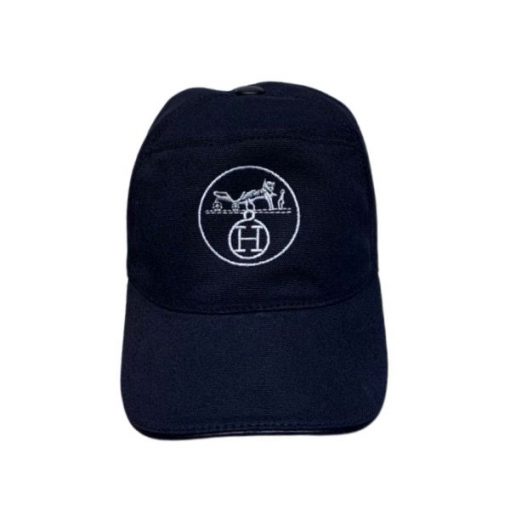 Hermes Logo Canvas Cap Black