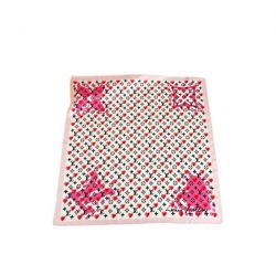 Louis Vuitton Heart Monogram Silk Scarf White Pink