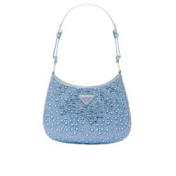 Prada Cleo Satin Bag With Crystals Blue 1Bc169 2Awl F0076 V Hoo