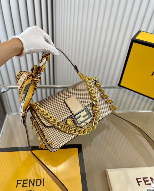 Fendi X Versace Baguette Fendace Bag In Gold Perforated Leather 25Cm - Image 2