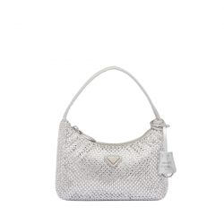 Prada Satin Mini Bag With Artificial Crystals Silver 21Cm 1Ne515 2Awl F0118