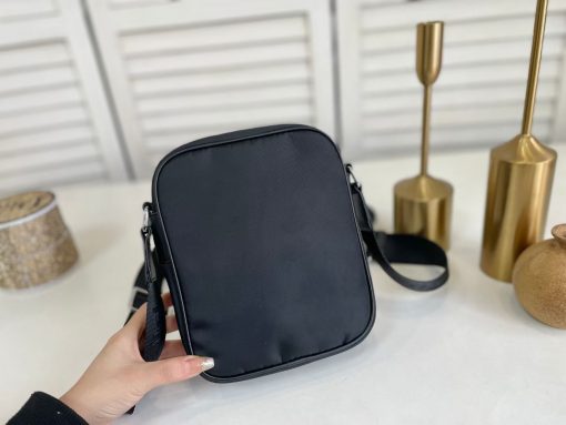 Prada Re Nylon Saffiano Logo Leather Bag Black 21Cm 23Ss 2Vh112 2Dmh F0002 - Image 4
