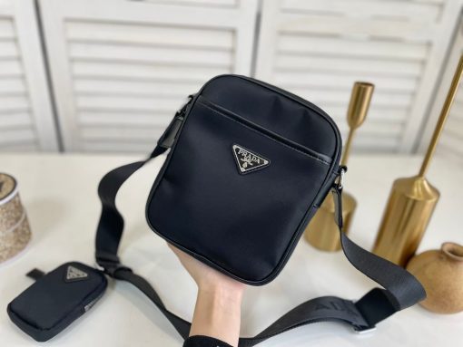 Prada Re Nylon Saffiano Logo Leather Bag Black 21Cm 23Ss 2Vh112 2Dmh F0002 - Image 5