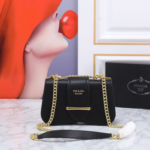 Prada Sidonie Saffiano Leather Bag In Black 24Cm - Image 2