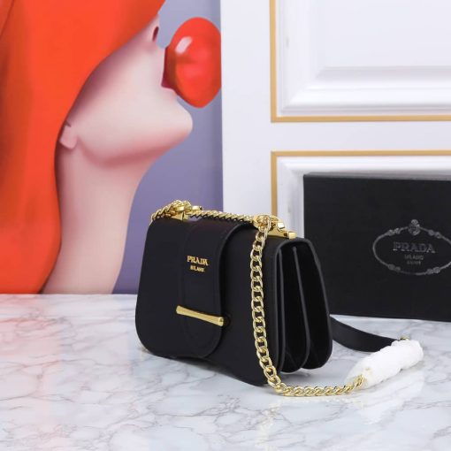 Prada Sidonie Saffiano Leather Bag In Black 24Cm - Image 4