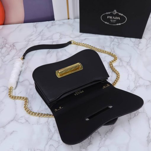 Prada Sidonie Saffiano Leather Bag In Black 24Cm - Image 5