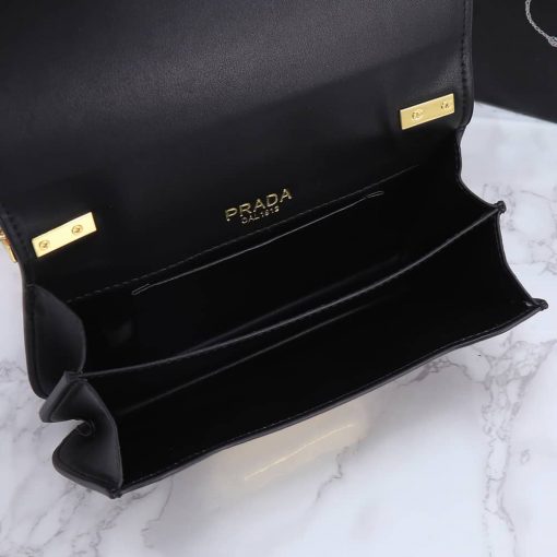 Prada Sidonie Saffiano Leather Bag In Black 24Cm - Image 6