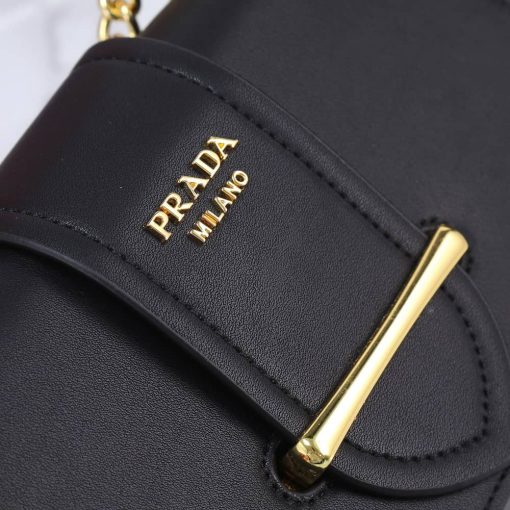 Prada Sidonie Saffiano Leather Bag In Black 24Cm - Image 7