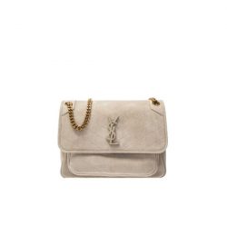 Saint Laurent Niki Baby Chain Bag In Suede Light Grey 6331581U827-9607