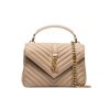 Saint Laurent College Medium Chain Bag In Quilted Leather Beige 24Cm 600279Brm072721