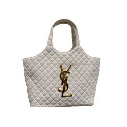 Saint Laurent Icare Shopping Bag In Quilted Lambskin White 40Cm