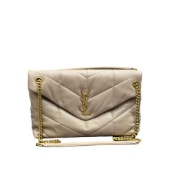 Saint Laurent Puffer Medium Chain Bag In Quilted Lambskin Beige