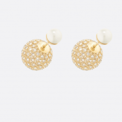 Dior Tribales Earrings Gold Metal And White Resin Pear E2061Womrs_D301