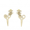 Chanel Cc Lock Crystal Scissors Drop Earrings