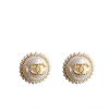 Chanel Button Pearl Earrings