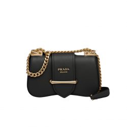 Prada Sidonie Saffiano Leather Bag In Black 24Cm