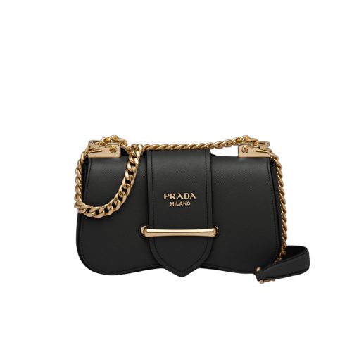 Prada Sidonie Saffiano Leather Bag In Black 24Cm